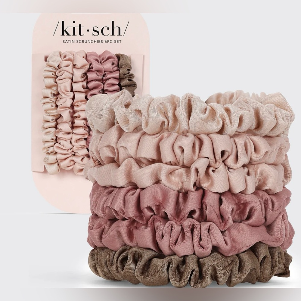 /Kit•sch/ Ultra Petite Satin Scrunchies 6pc -
Terracotta, NEW